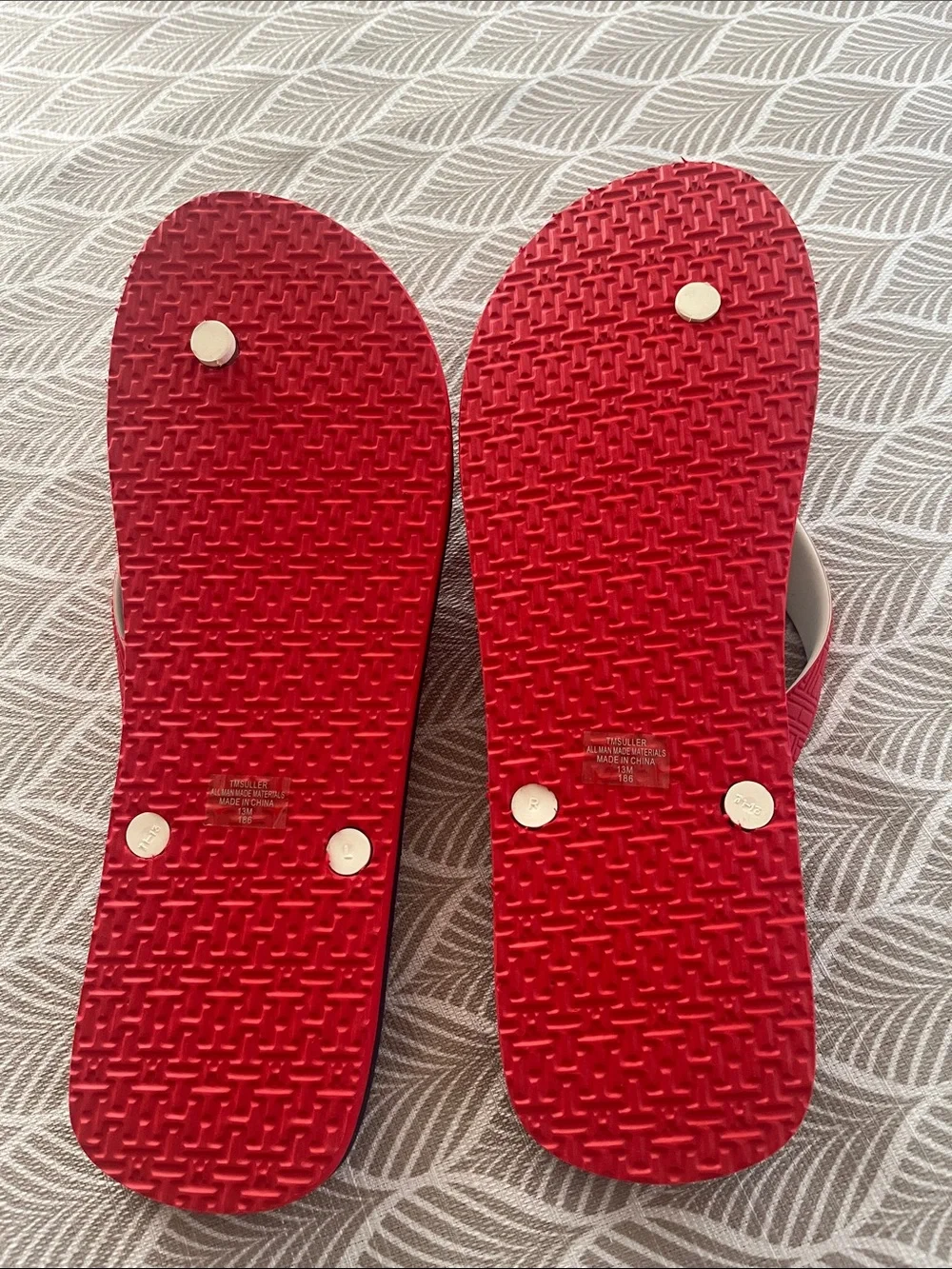 Tommy Hilfiger Navy, Red & White Logo Thong Sandals size 13 new